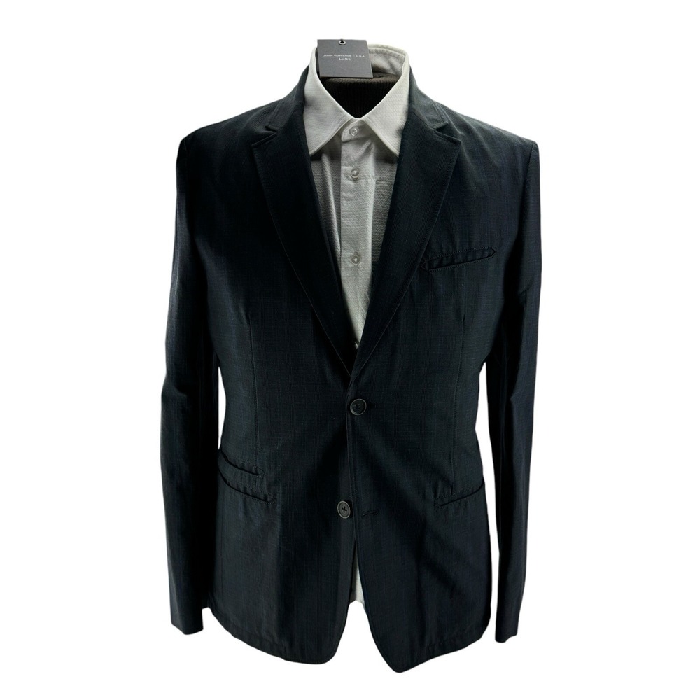 John Varvatos Star USA NWT Luxe Cotton Stretch 2 Button Blazer 42R Gray Blue